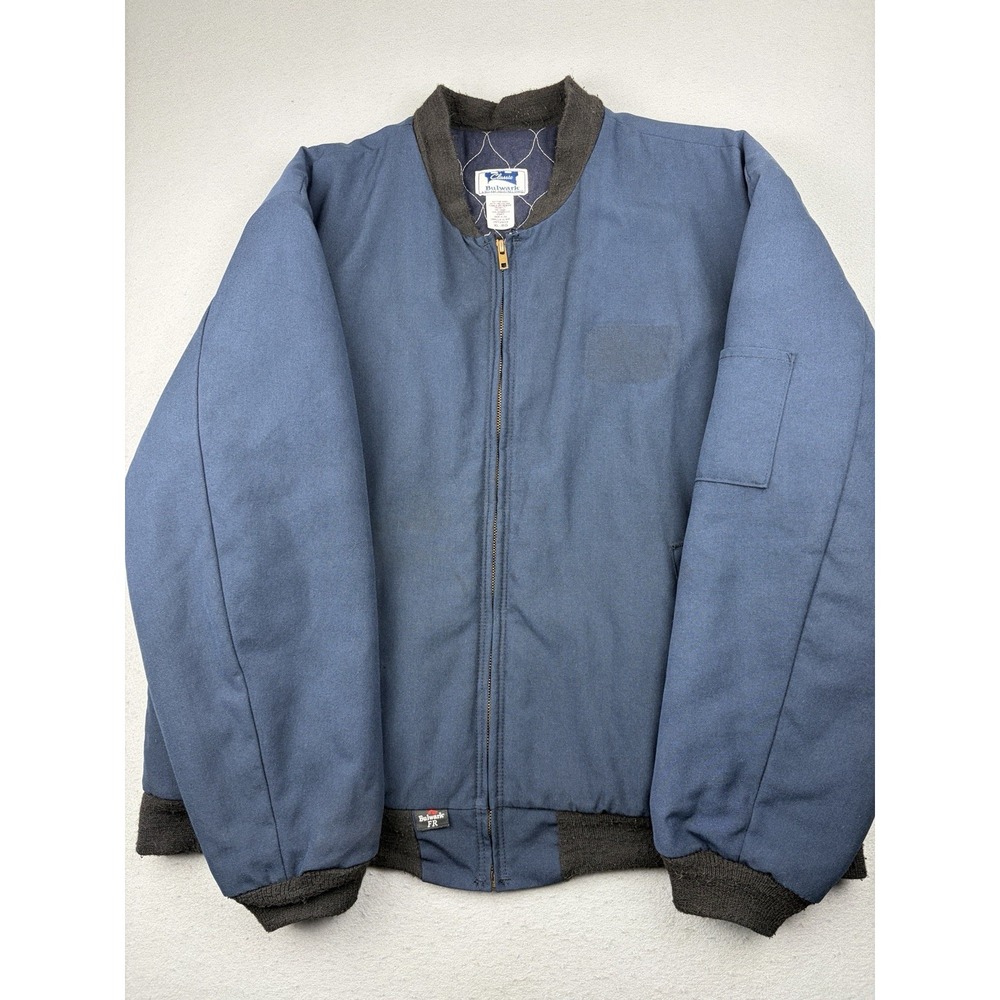 Vintage Bulwark FR Flame Resistant Bomber Jacket Blue Men's XL Made in USA